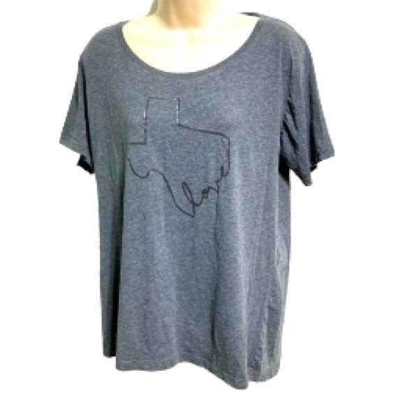 TEXAS LOVE Heart Map Love Gray Graphic Tshirt Womens Large - Picture 2 of 8
